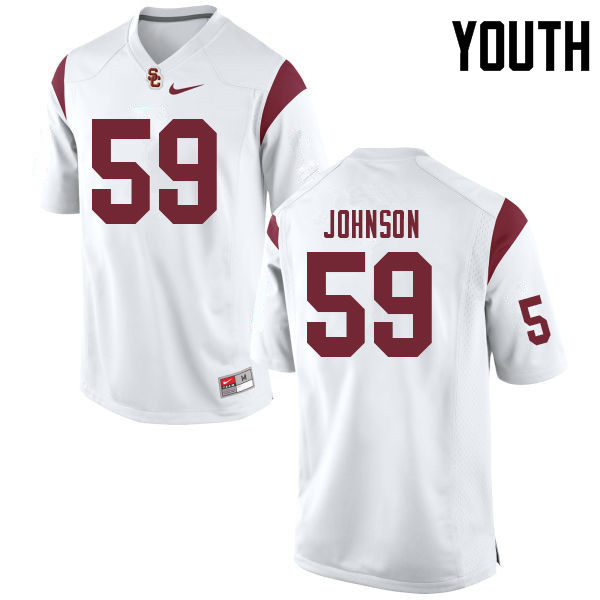 Youth #59 Damon Johnson USC Trojans College Football Jerseys Sale-White